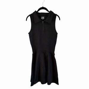 OQQ Black Casual Elastic Simple A-Line Zipper Knee Length Dress sz Xlarge